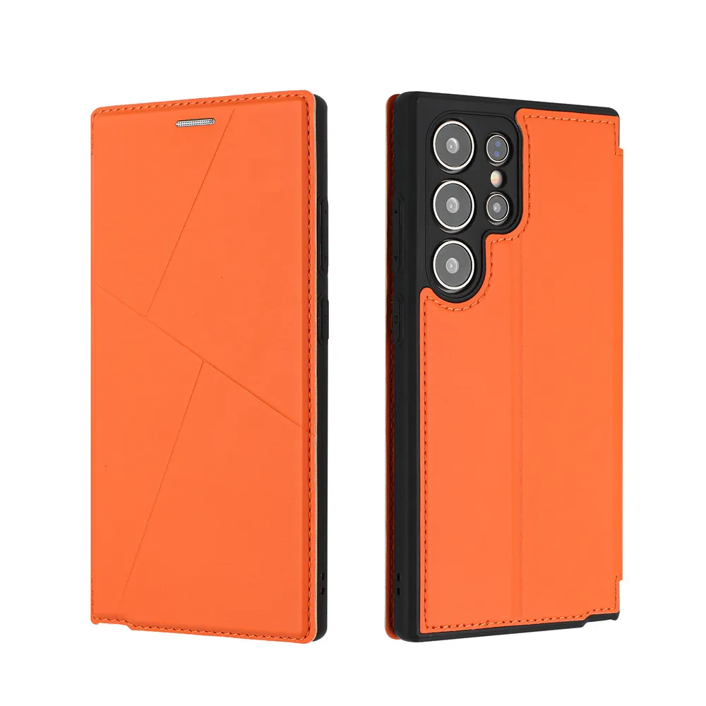 all-inclusive magnetic card slot flip leather case for Samsung