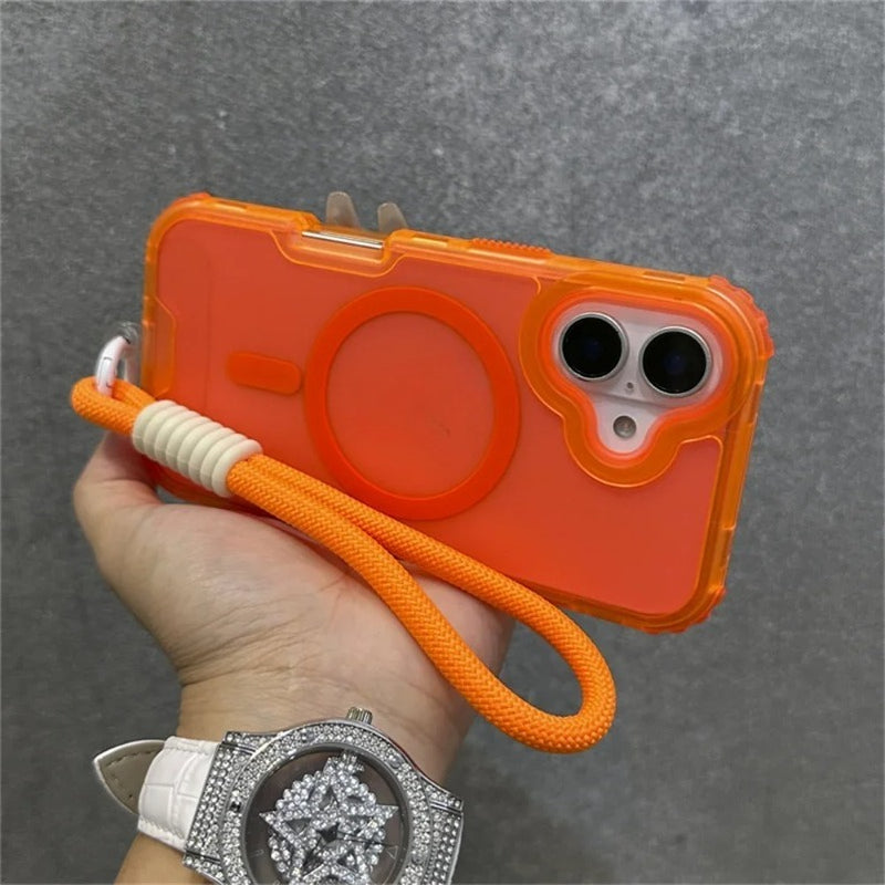 Magsafe Colourful Wrist Strap Lanyard Matte Case For iPhone