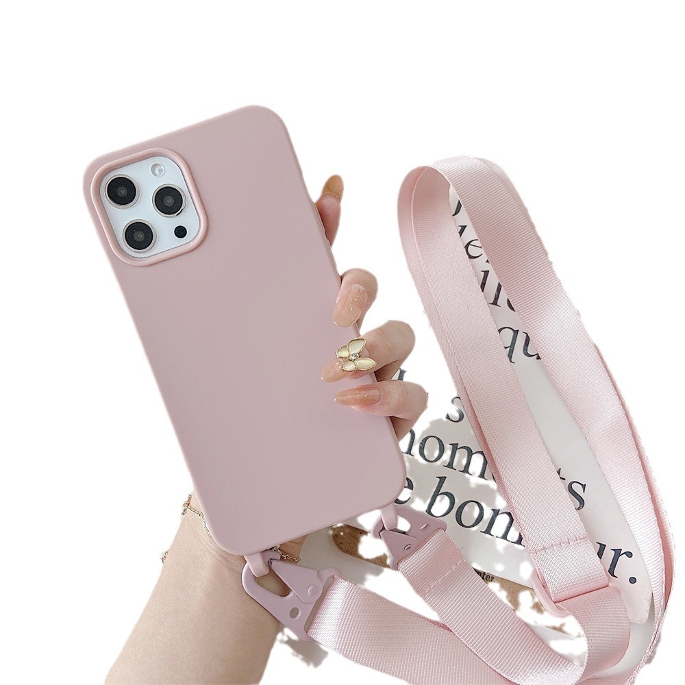 Matte Soft Silicone Crossbody Case For iPhone