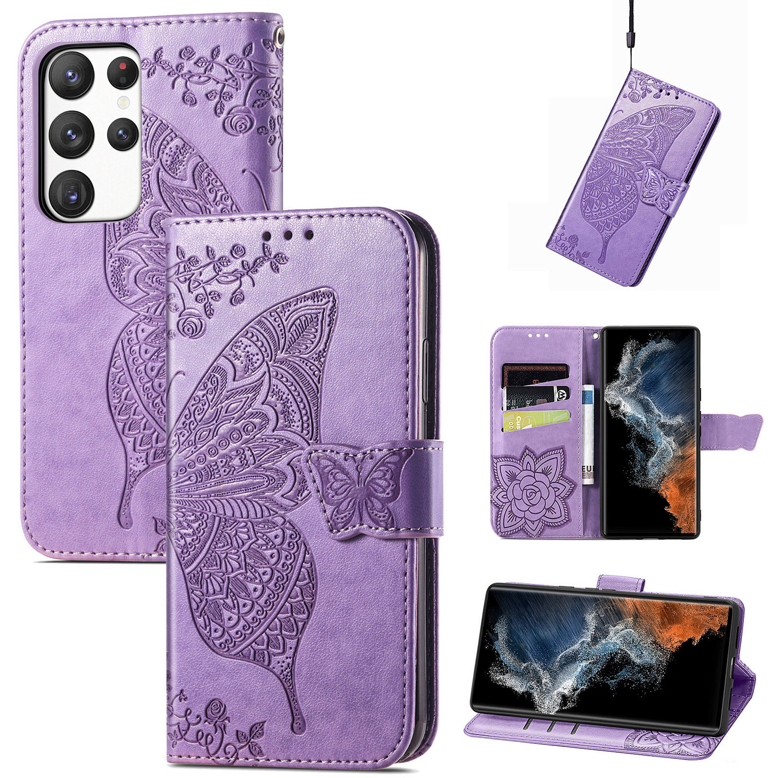 Wallet Tree Embossing Flip Leather Case For Samsung