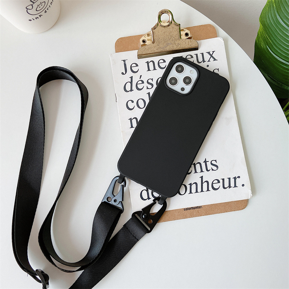 Matte Soft Silicone Crossbody Case For iPhone
