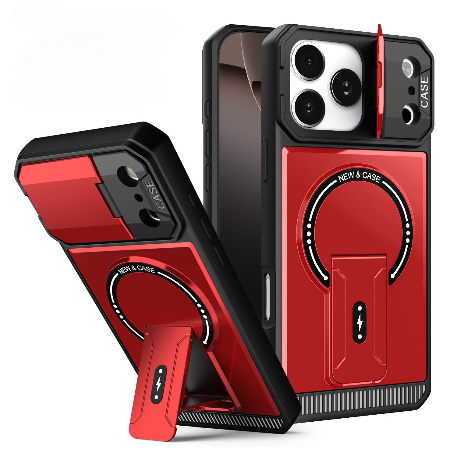 Armor magnetic bracket full-cover lens case For  iPhone