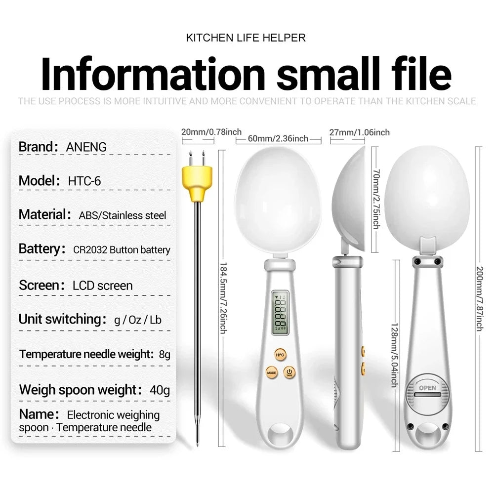 2in1 Electronic Kitchen Scale Mini For Food Thermometer