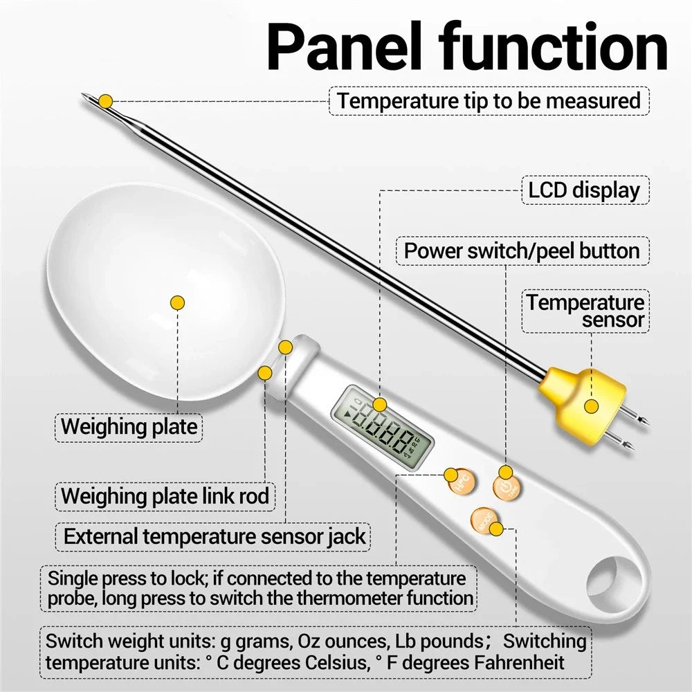 2in1 Electronic Kitchen Scale Mini For Food Thermometer
