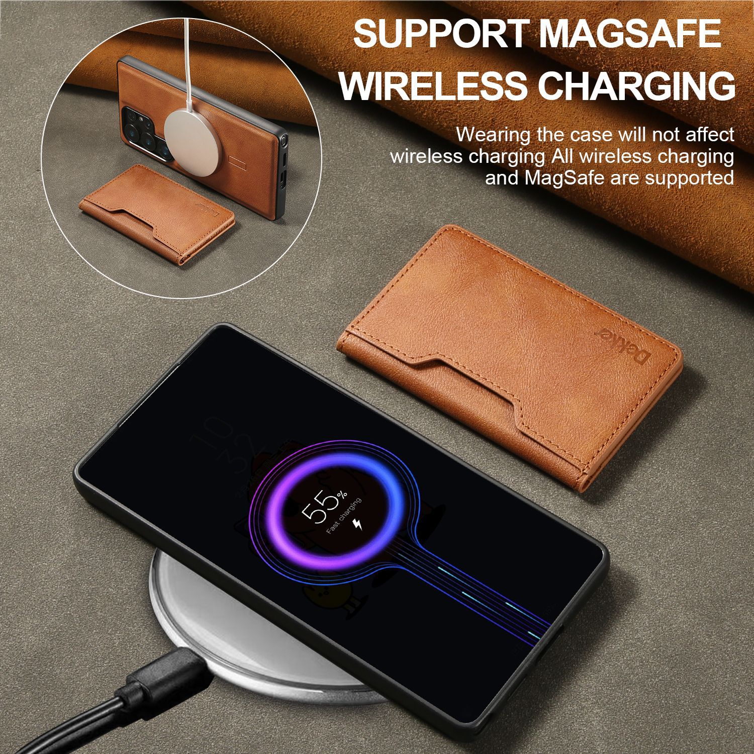 Magsafe Magnetic Wallet Leather Case for Samsung