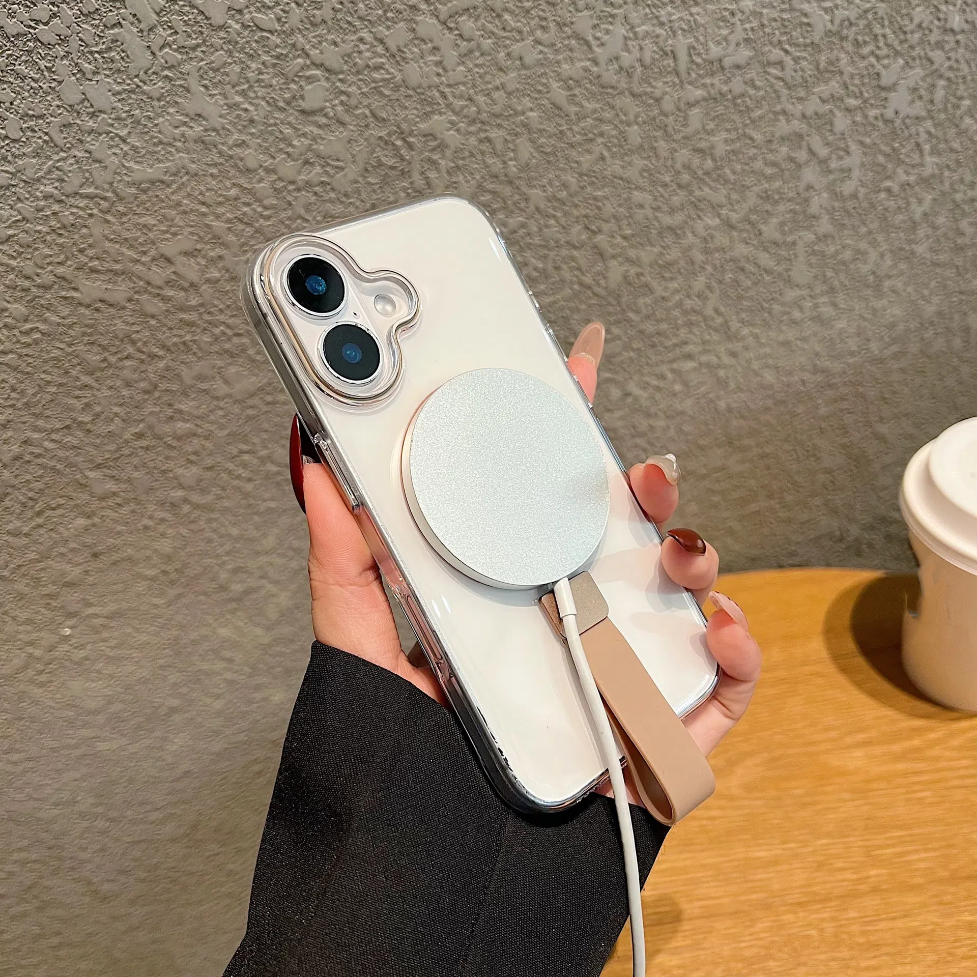 Magsafe Magnetic  Ring C-type Transparent Case For iphone