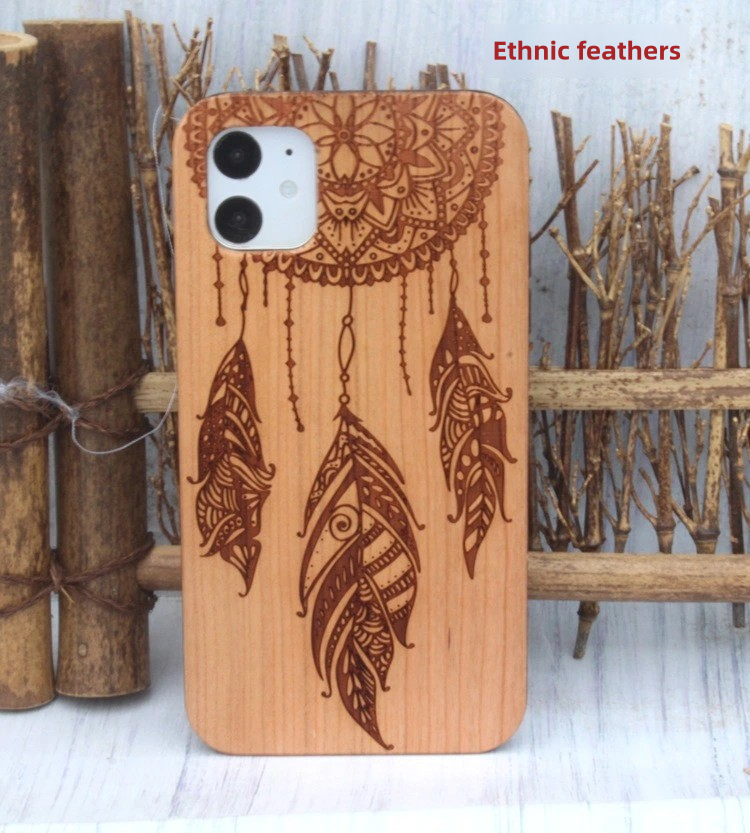 feature cherry wood laser engraving case for iphone