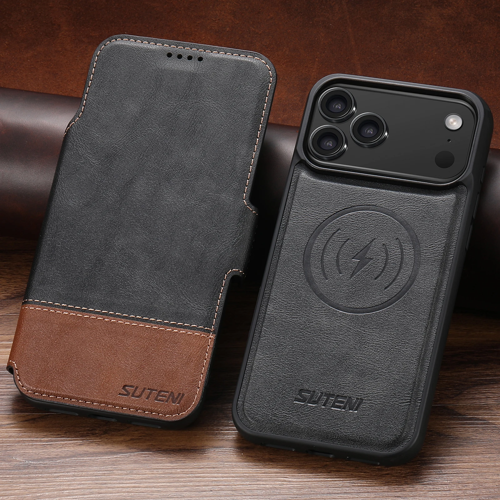 Magsafe Magnetic  Leather Wallet Case For iPhone