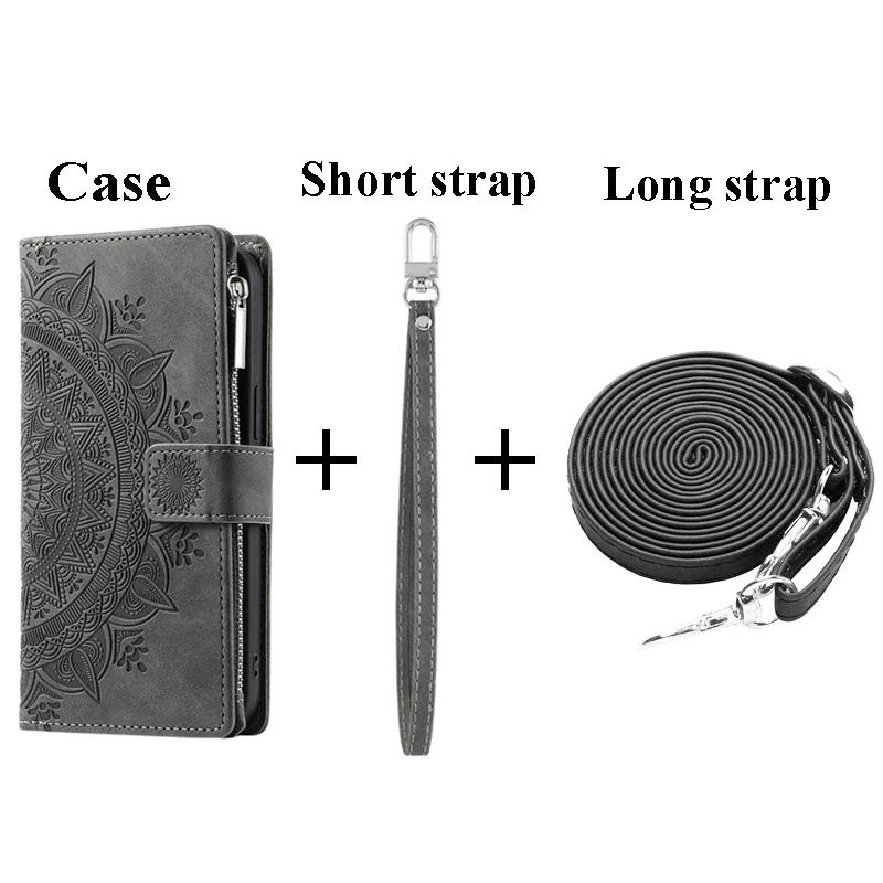 Embossing  Leather Flip Wallet Case For Samsung