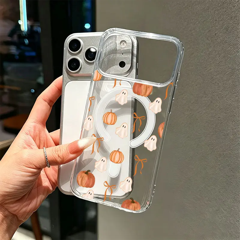 Cute Ghost Pumpkin Bow Magnetic Case For iPhone