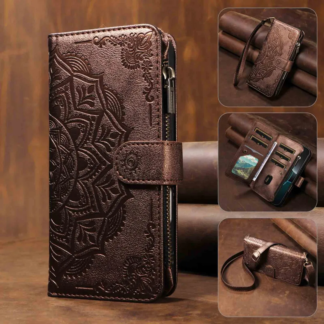 RFID Mandala Pattern 9-Card Crossbody Wallet Case for Samsung