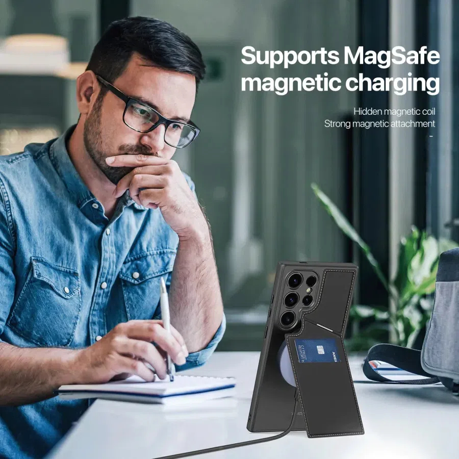 3 in 1 Multifunctional Compatible with Mag-safe  Wallet  Case for Samsung