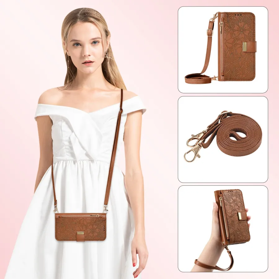 Card Slot Wristband Flip Leather Wallet Case for Samsung