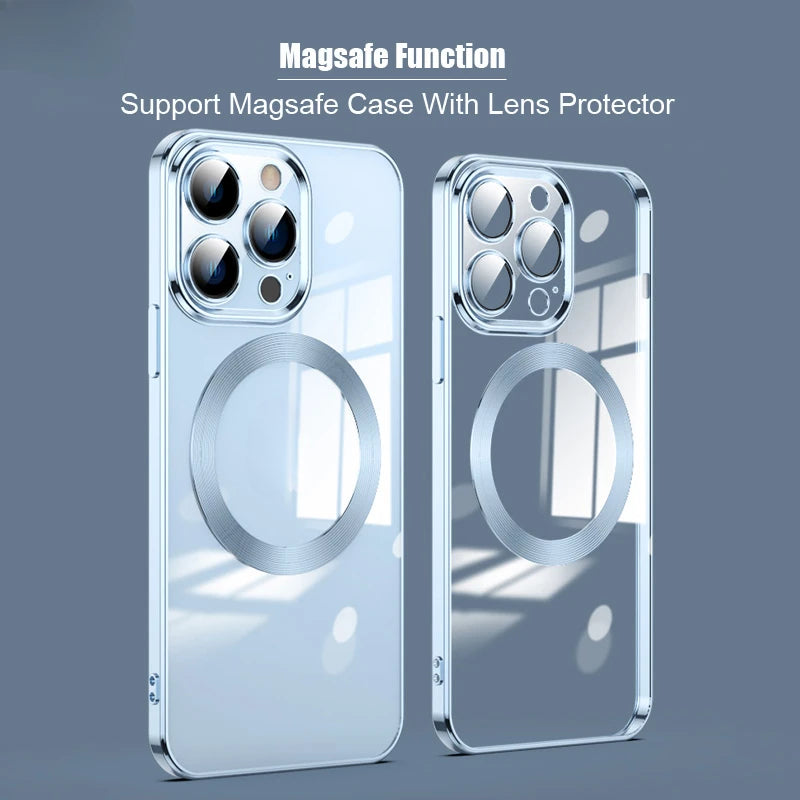 Transparent Plating Magnetic Magsafe Case for IPhone