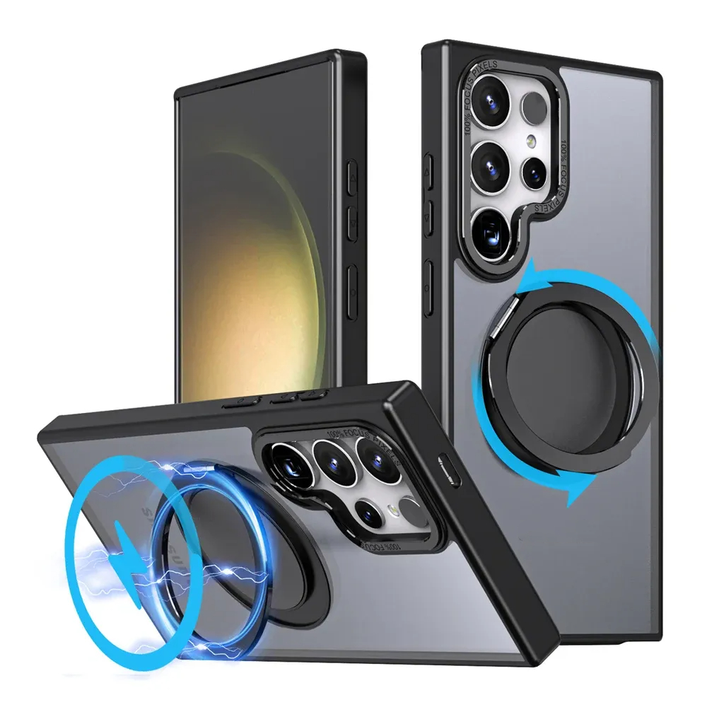 MagSafe 360 ° Rotating Magnetic Ring Matte Case for Samsung