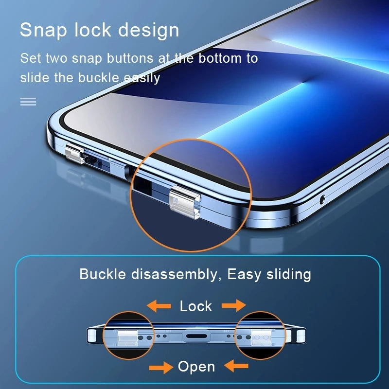 360°Full Protection Metal Magnetic Snap Lock Phone Case