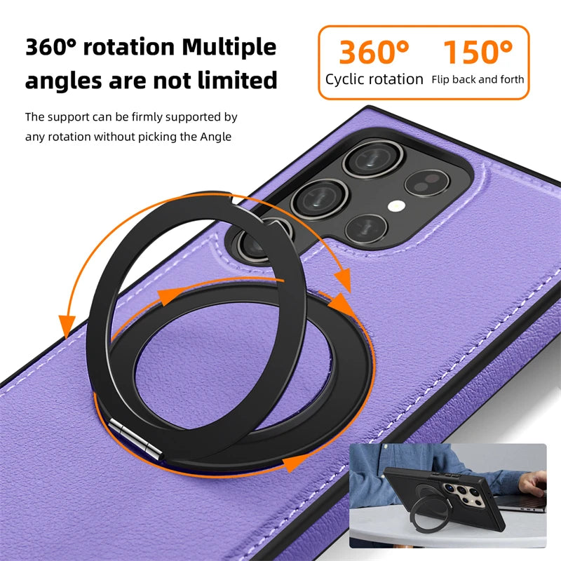 360 Rotating Metal Ring Stand Macsafe Magnetic Case for Samsung