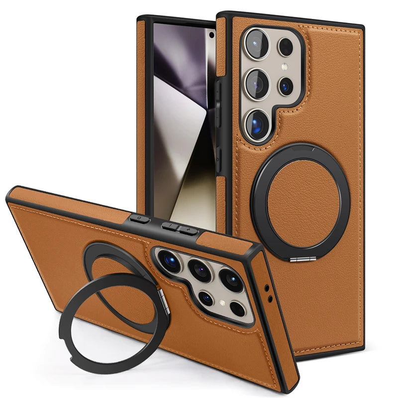 360 Rotating Metal Ring Stand Macsafe Magnetic Case for Samsung