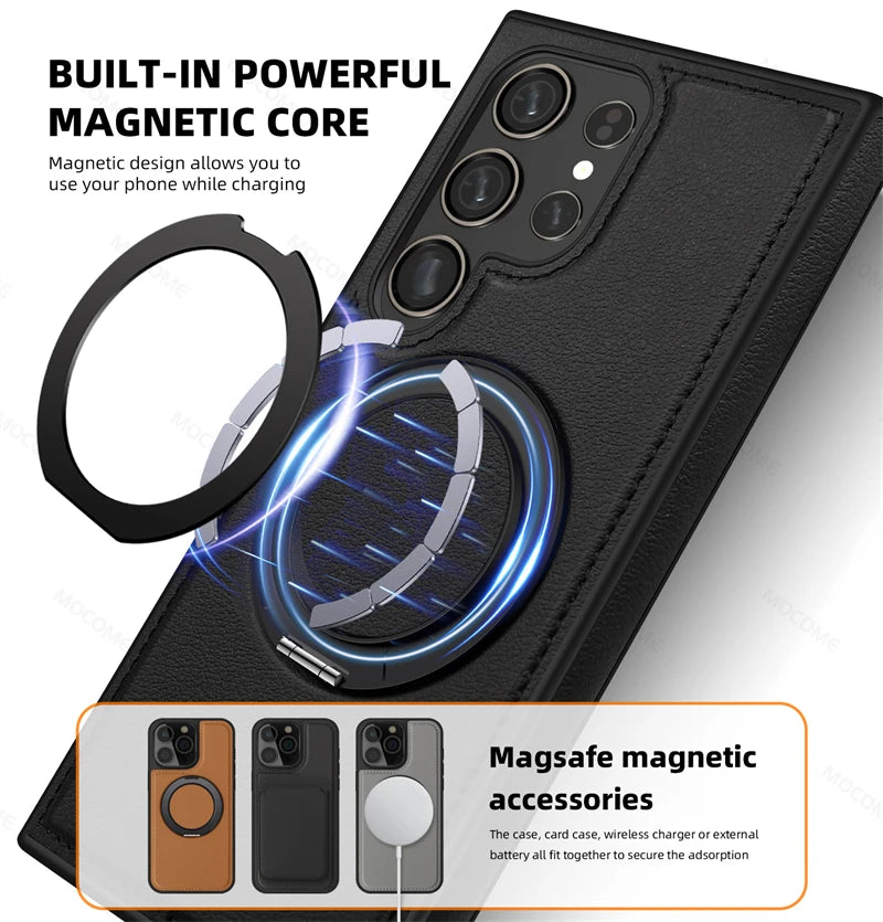 360 Rotating Metal Ring Stand Macsafe Magnetic Case for Samsung