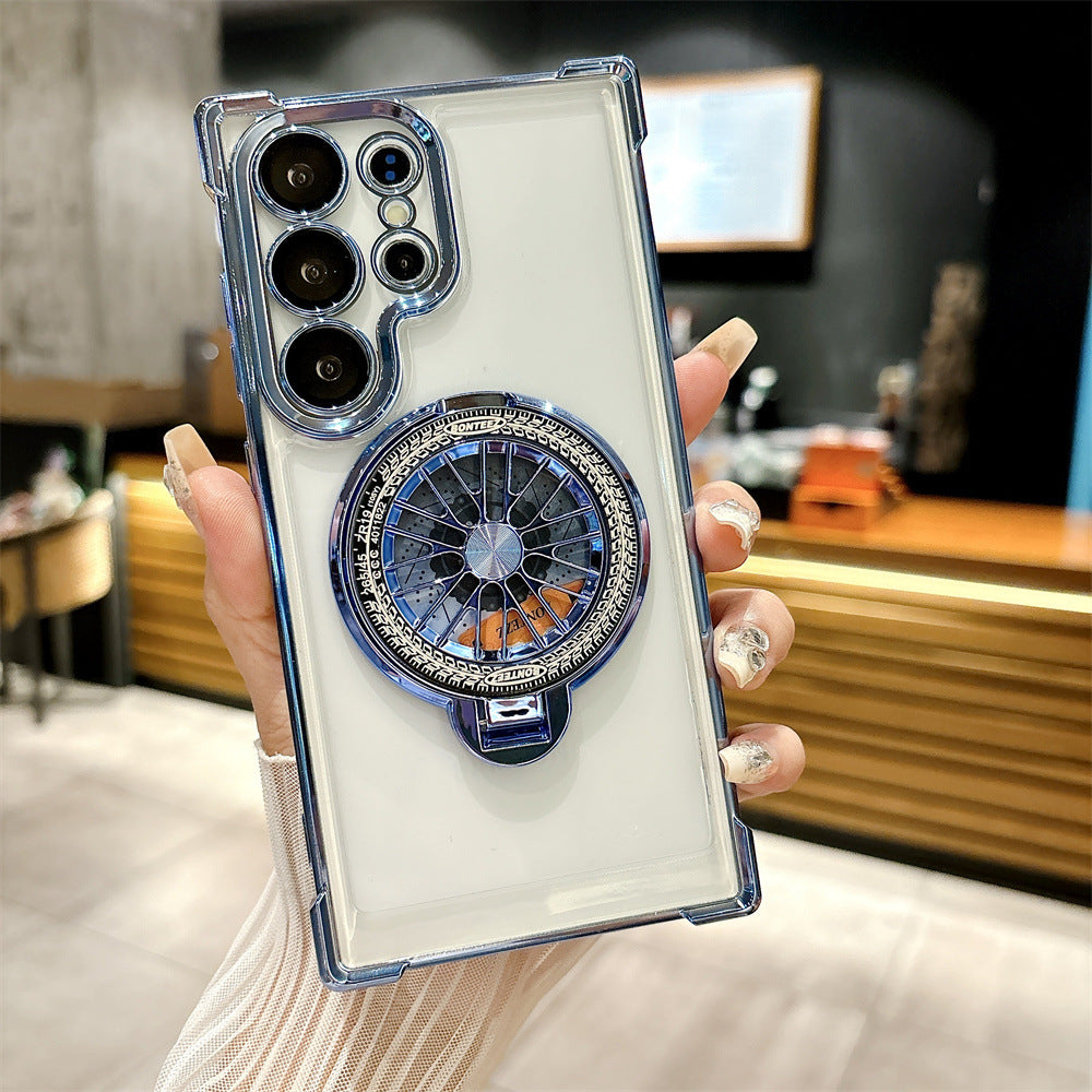 Electroplating Anti-drop Rotating Gyro Magnetic Stand Case For Samsung