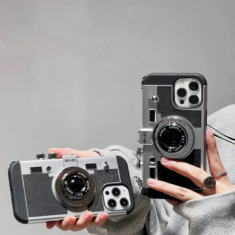 3D Retro Camera Leather Case for IPhone