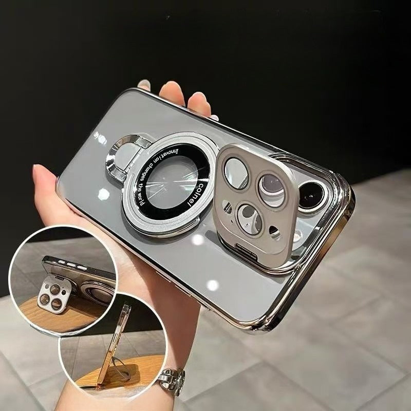 Dual-Bracket High-Transparency With Lens Film Case For iPhone