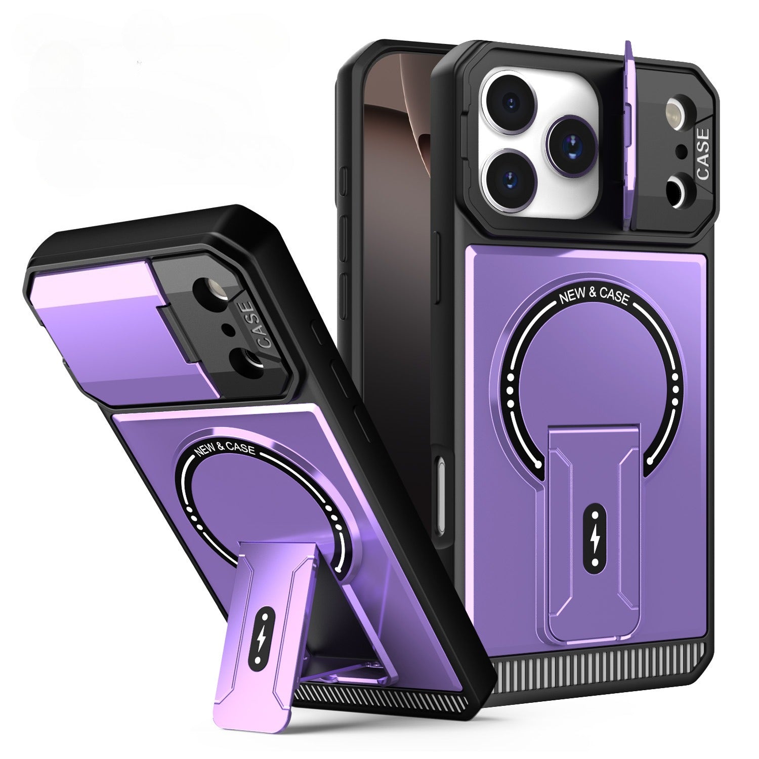 Armor magnetic bracket full-cover lens case For  iPhone