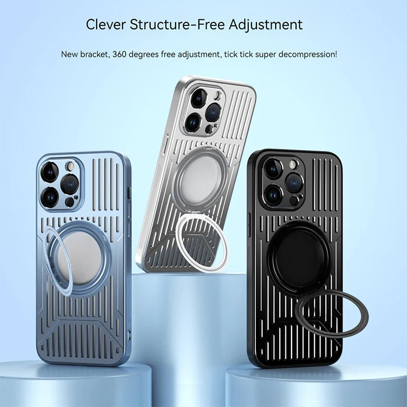 Heat Dissipation Metal Rotating Bracket Case For iPhone
