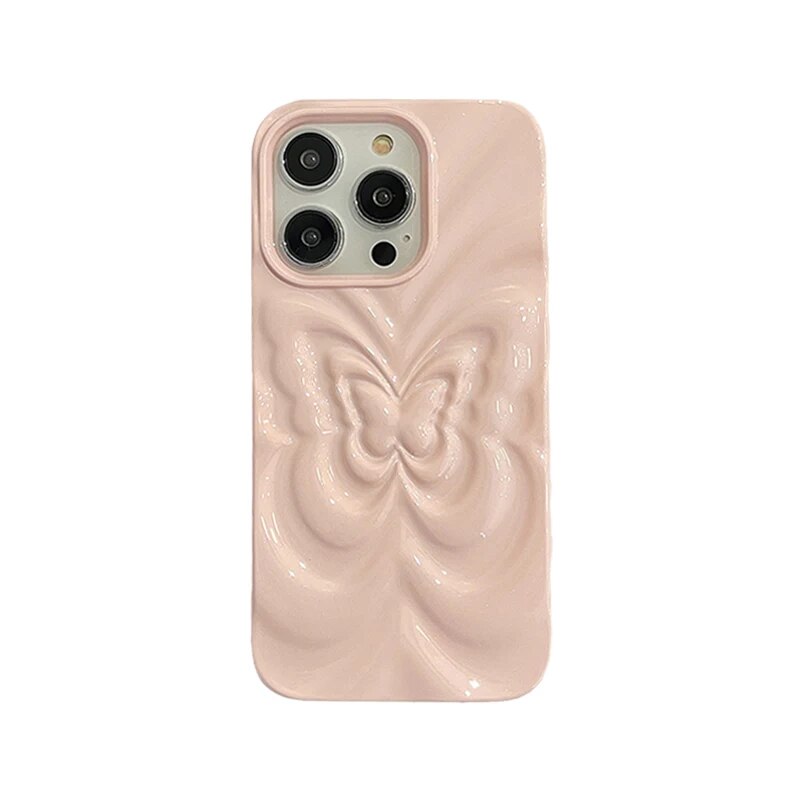Ins 3D Fold Butterfly Glossy Case For iPhone