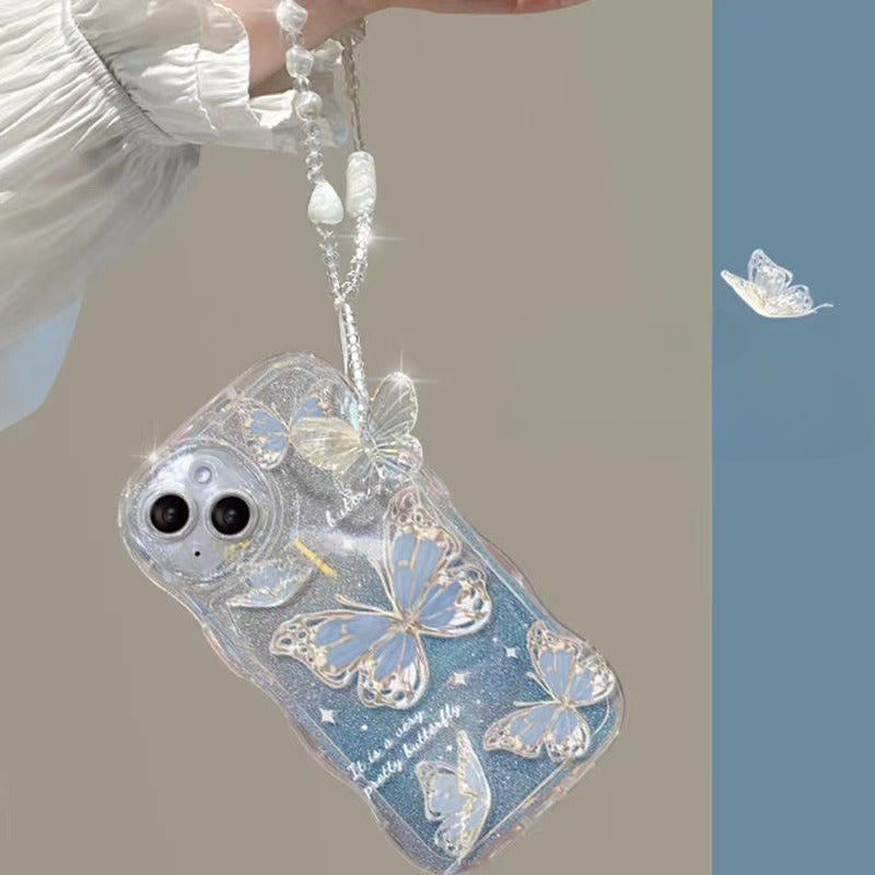 Wave Fairy Glitter Butterfly Silicone Case for iPhone
