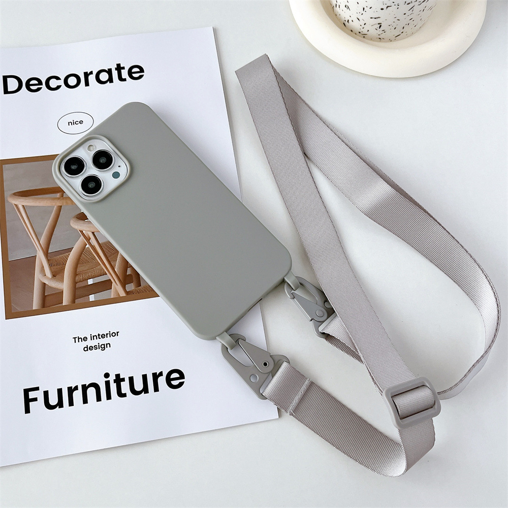 Matte Soft Silicone Crossbody Case For iPhone