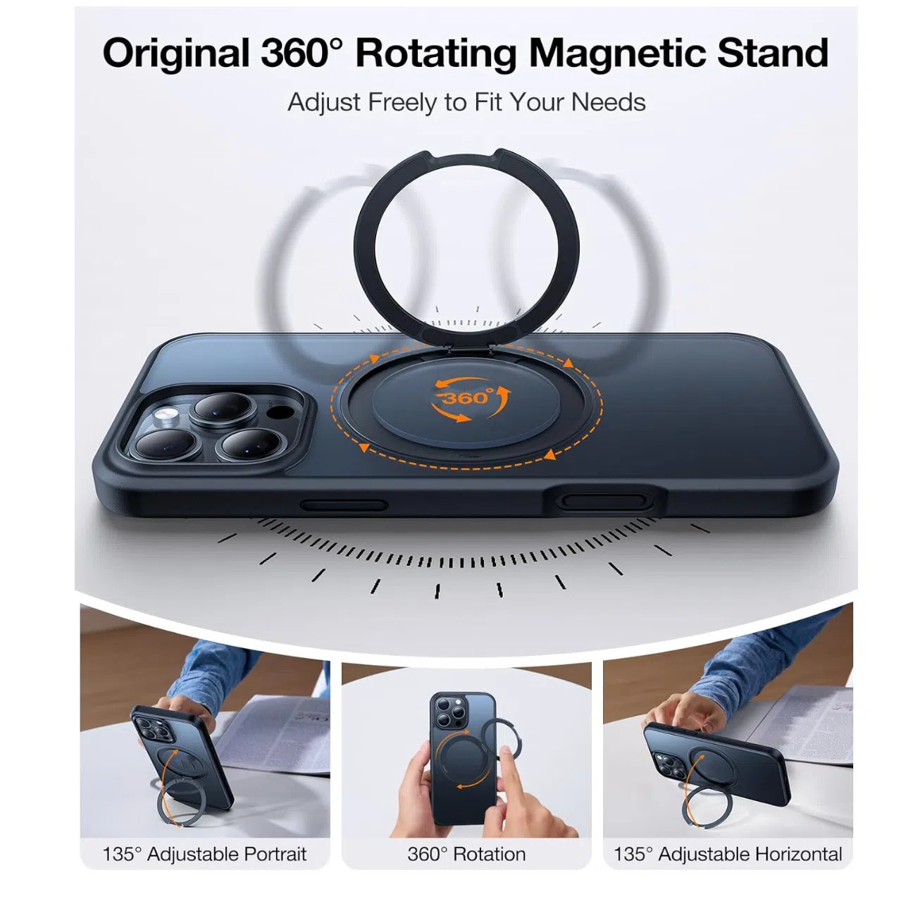 360° Rotating Bracket Magsafe Magnetic Skin Feel Case For iPhone