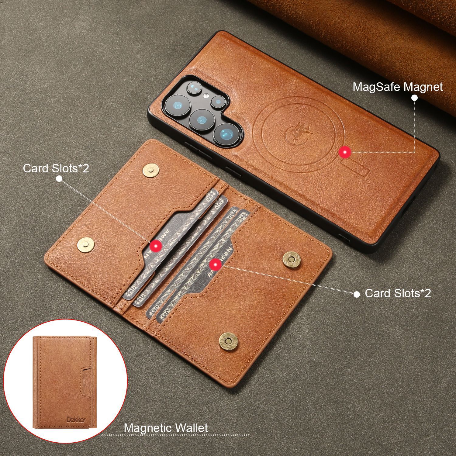 Magsafe Magnetic Wallet Leather Case for Samsung