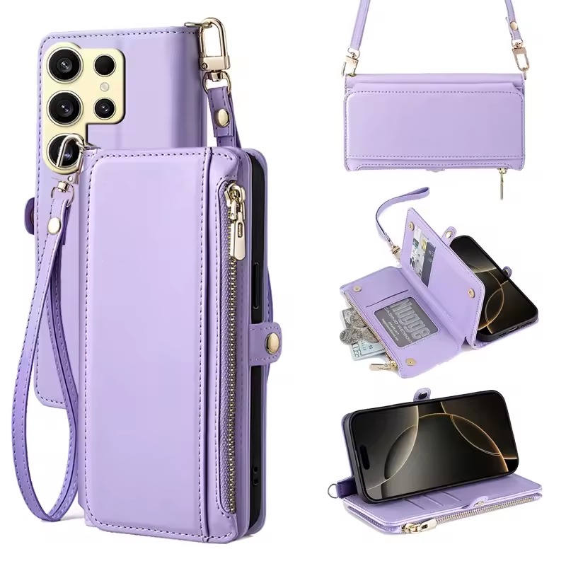 crossbody flip wallet case For Samsung