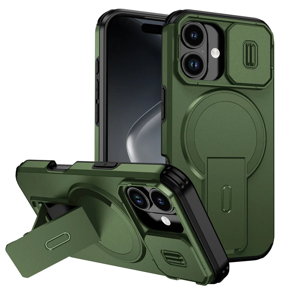 Lens Protection Shockproof Foldable Magnetic Stand Case For iPhone