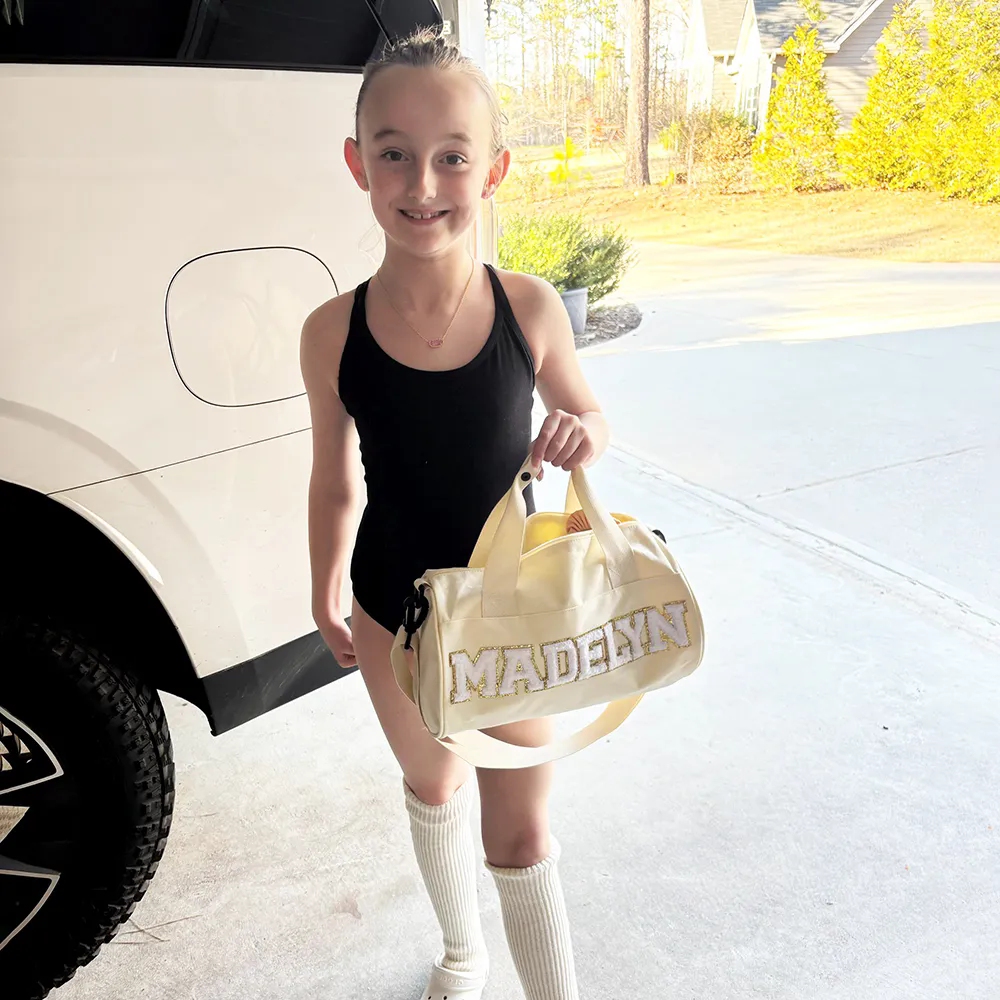 Personalized Chenille Letter Water Proof Duffle Dance Bag