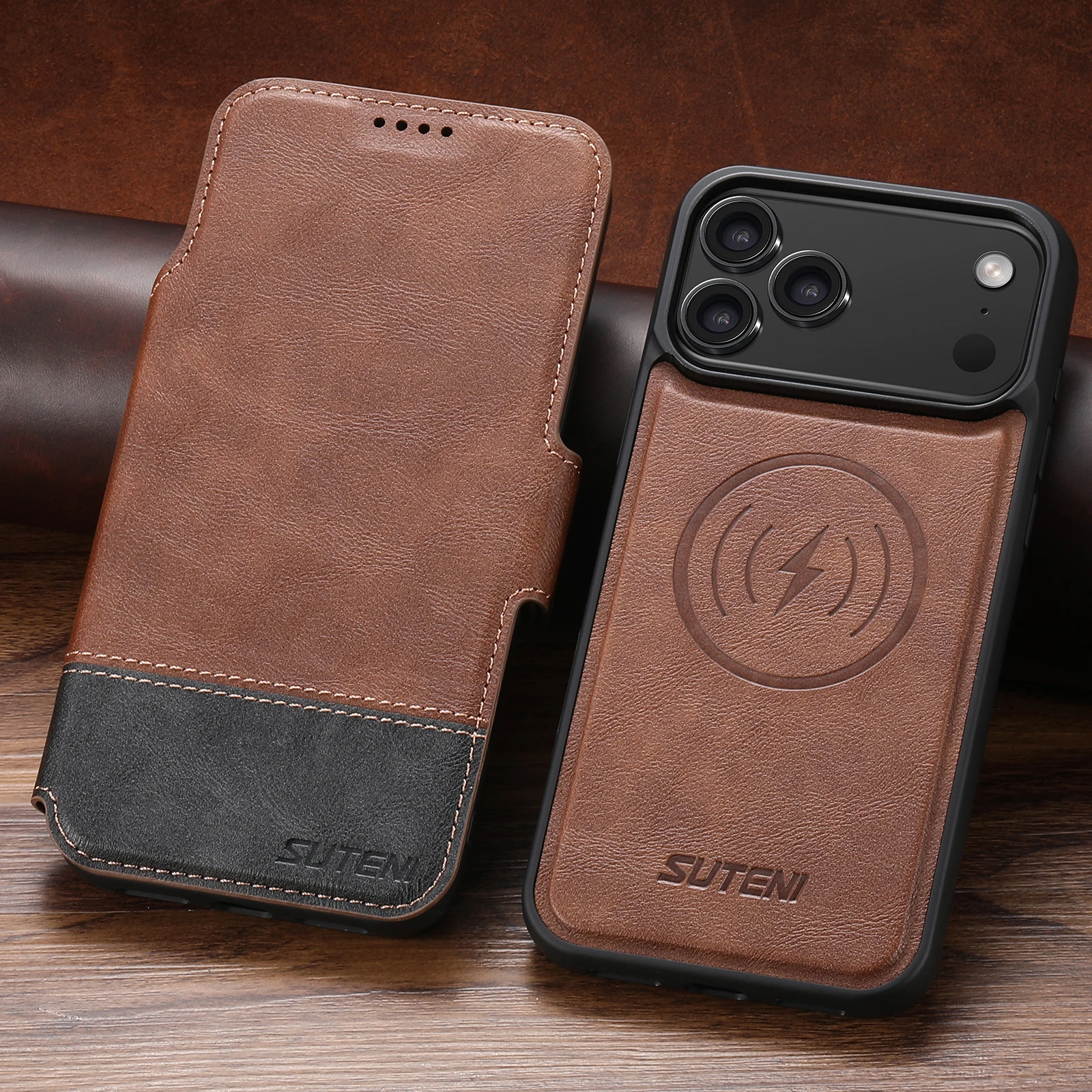 Magsafe Magnetic  Leather Wallet Case For iPhone