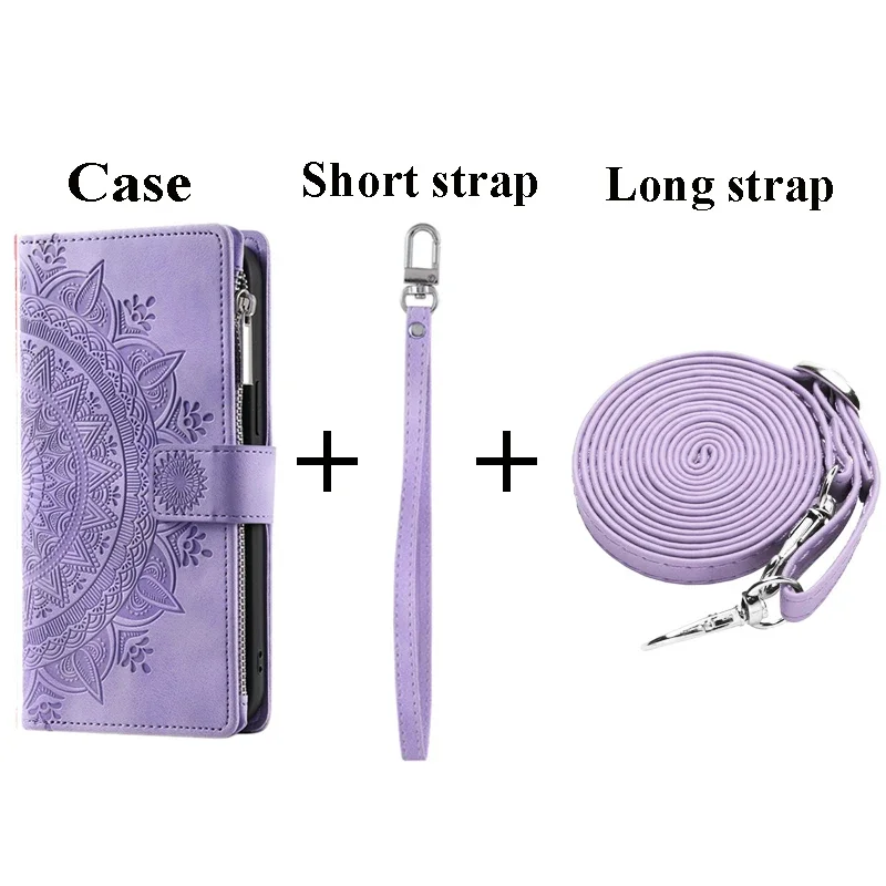 Embossing  Leather Flip Wallet Case For Samsung