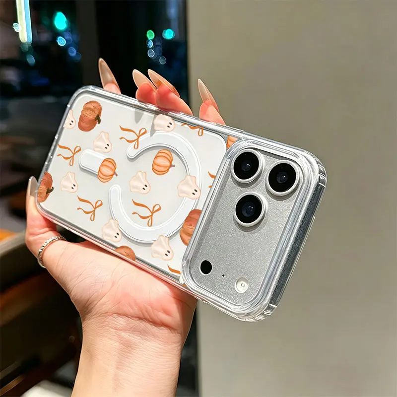 Cute Ghost Pumpkin Bow Magnetic Case For iPhone
