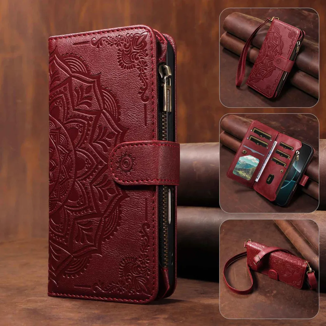RFID Mandala Pattern 9-Card Crossbody Wallet Case for Samsung