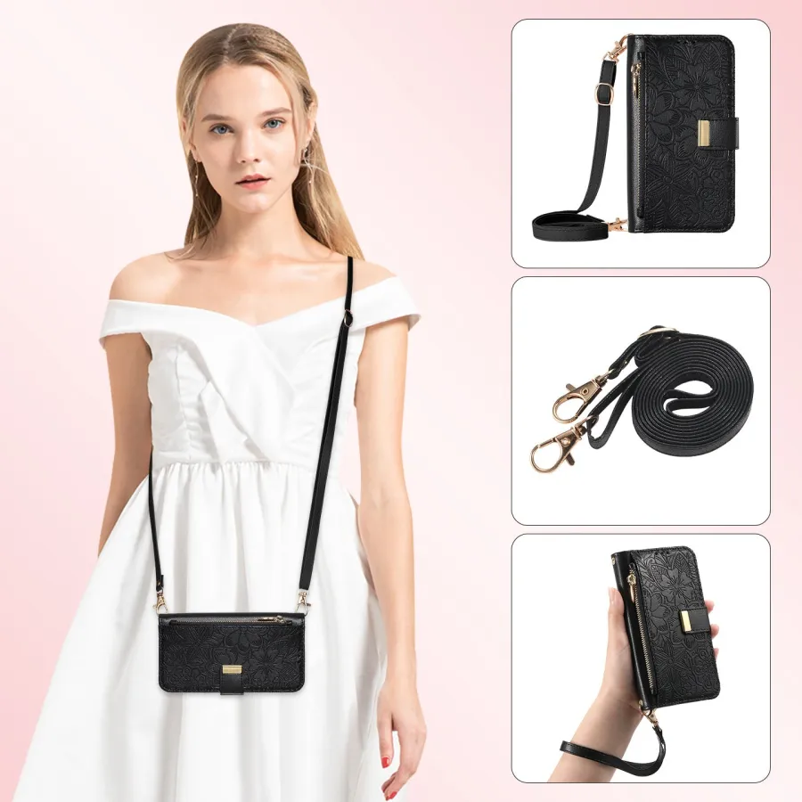 Card Slot Wristband Flip Leather Wallet Case for Samsung