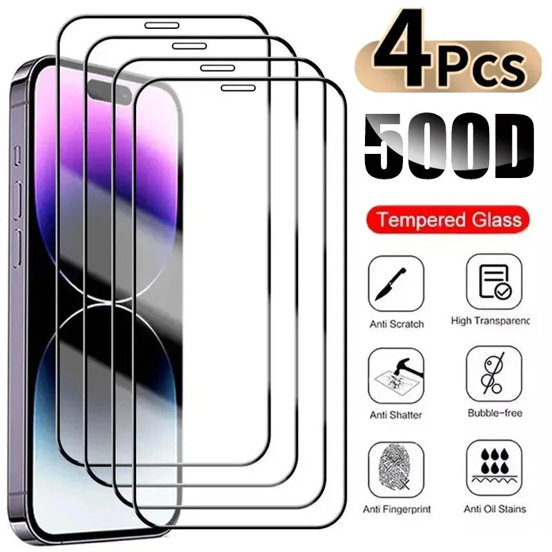 4PCS 500D Max Tempered Screen Protector For iPhone