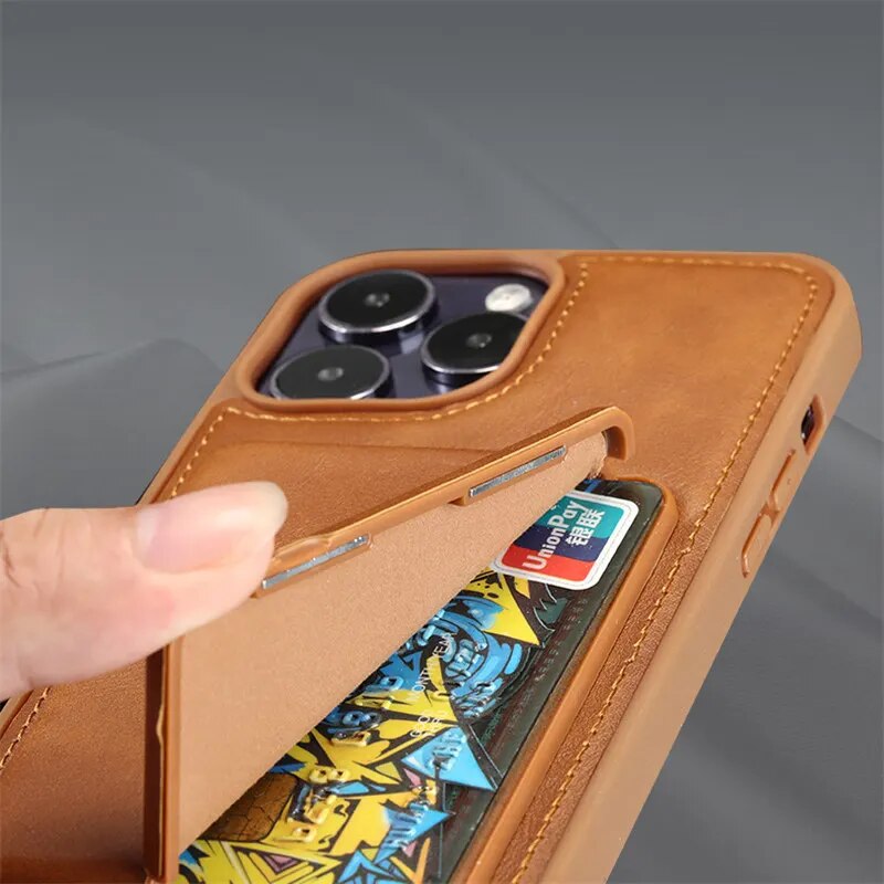 Wallet Card Slot Leather Case for iPhone