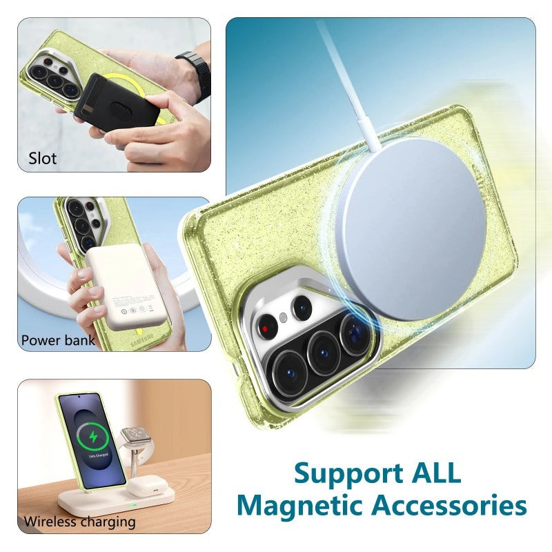 Transparent Glitter Lanyard Magnetic Case For Samsung