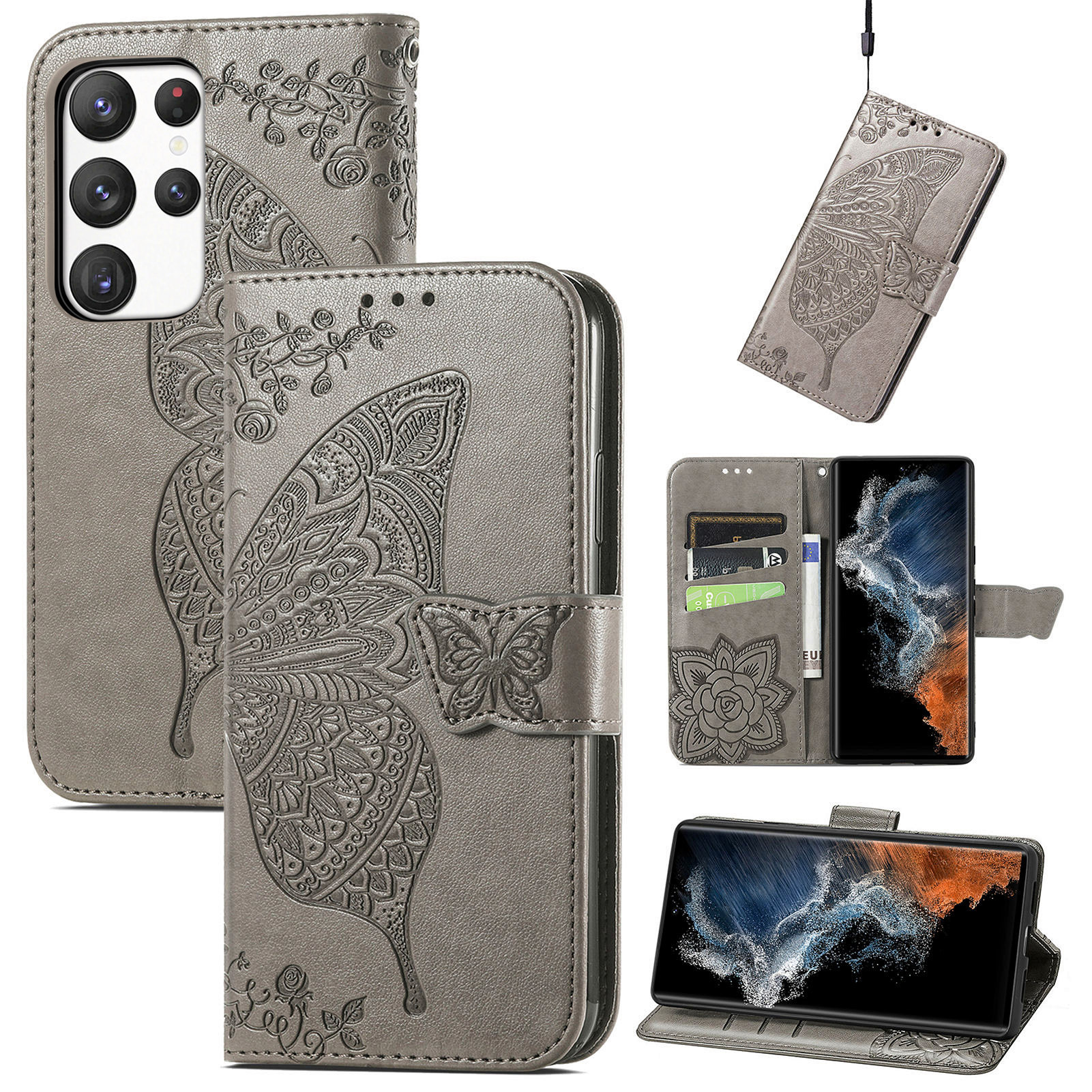 Wallet Tree Embossing Flip Leather Case For Samsung
