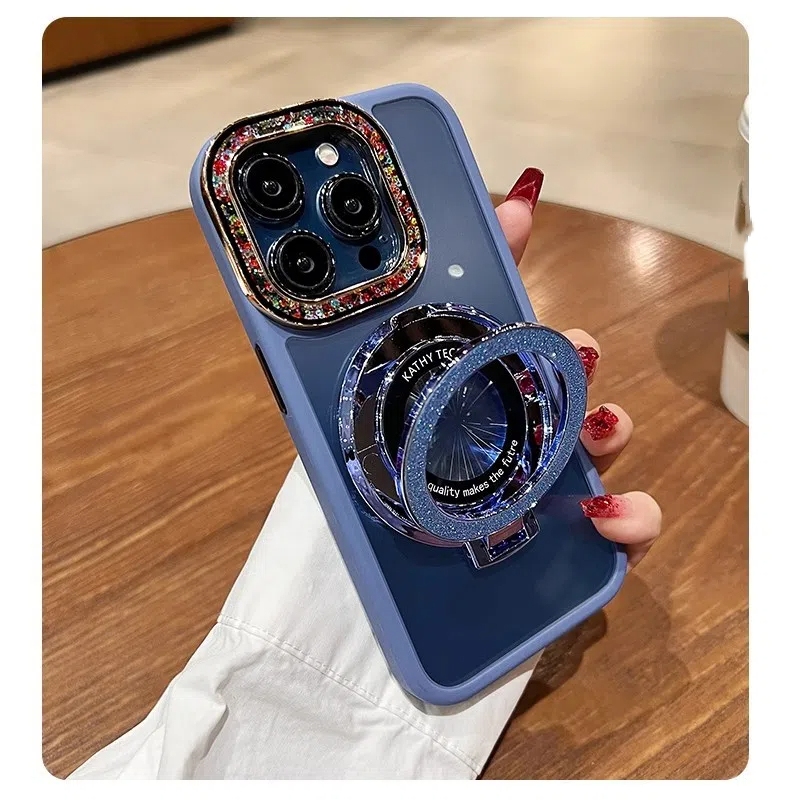 Luxury Plating Flash Glitter Mirror Holder Phone Case For iPhone