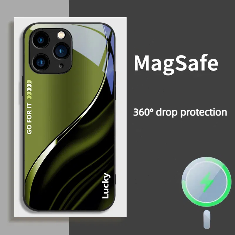 Green Phone Case Tempered Glass For Iphone