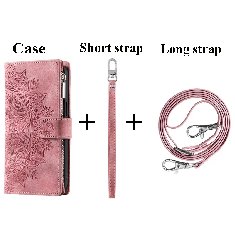 Embossing  Leather Flip Wallet Case For Samsung