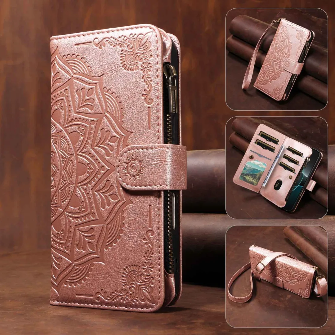 RFID Mandala Pattern 9-Card Crossbody Wallet Case for Samsung