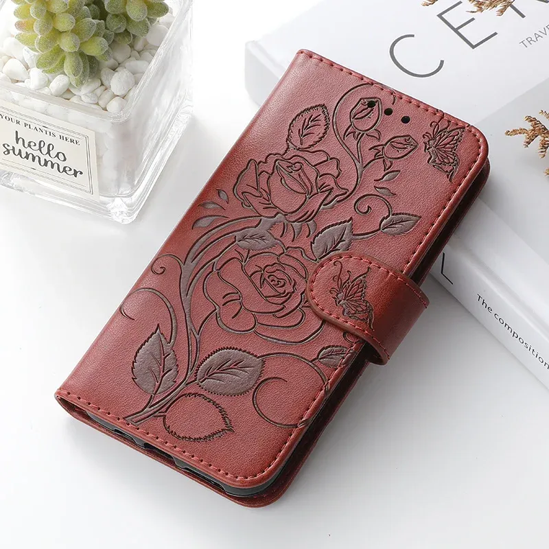 3D Rose Flip Shockproof Wallet Leather Case For Samsung